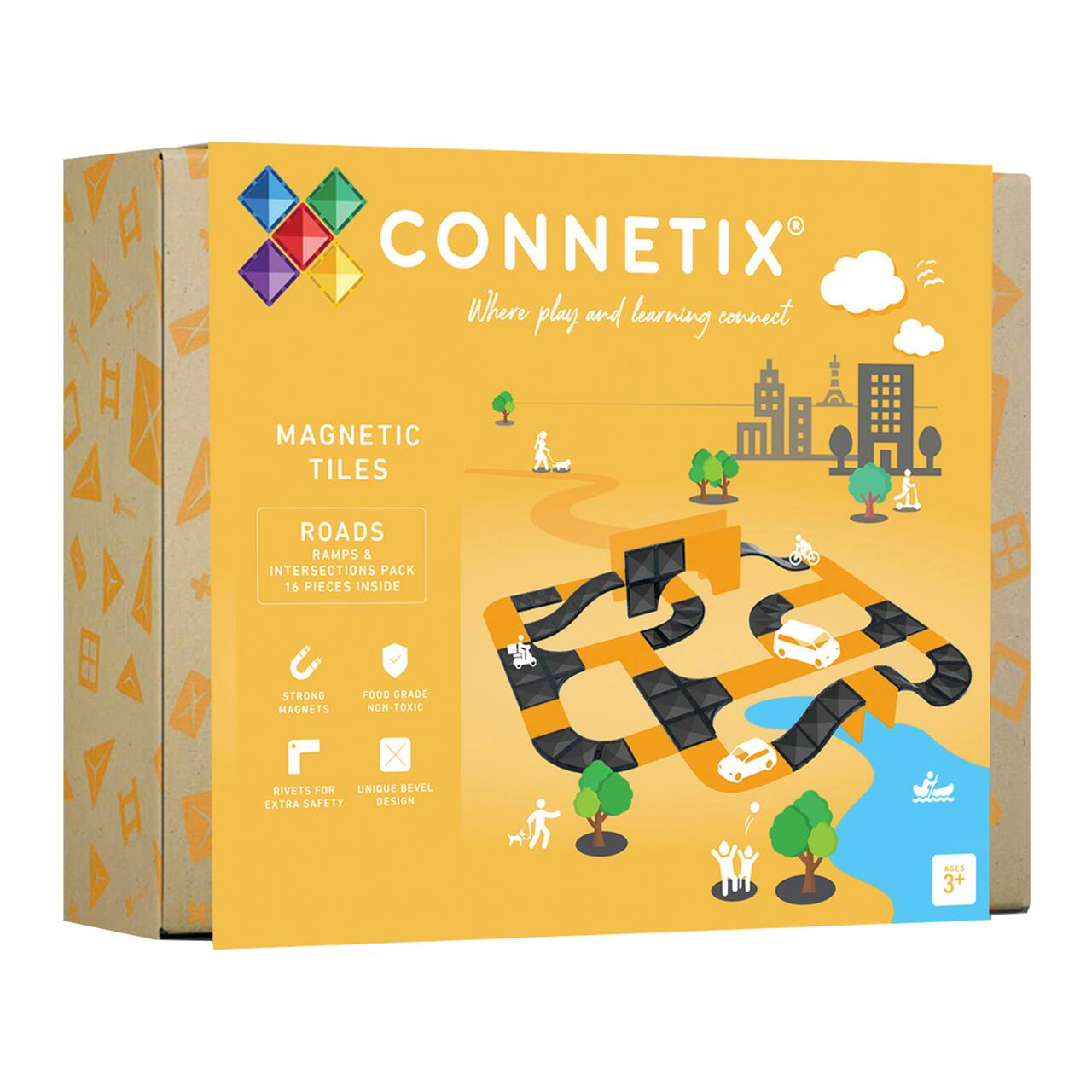 Connetix® Black Ramps & Intersections Magnetic Tiles Set